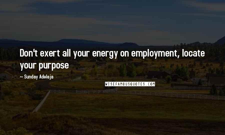 Sunday Adelaja Quotes: Don't exert all your energy on employment, locate your purpose