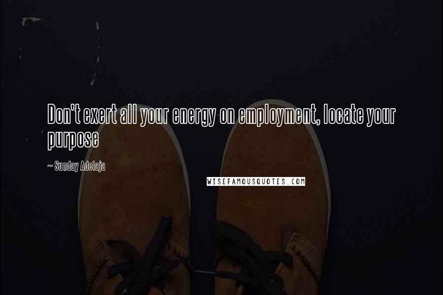 Sunday Adelaja Quotes: Don't exert all your energy on employment, locate your purpose