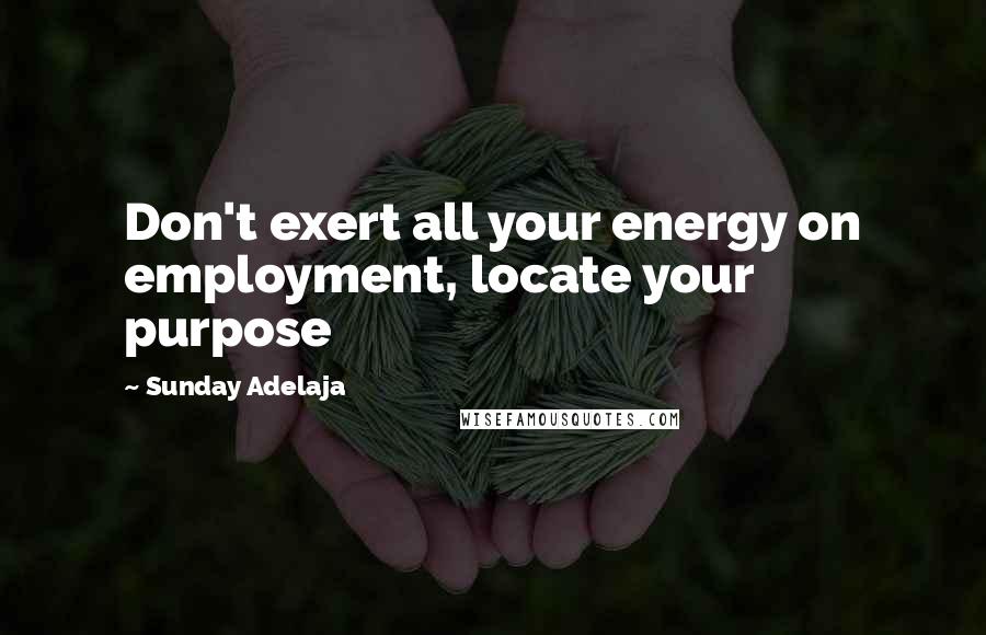 Sunday Adelaja Quotes: Don't exert all your energy on employment, locate your purpose
