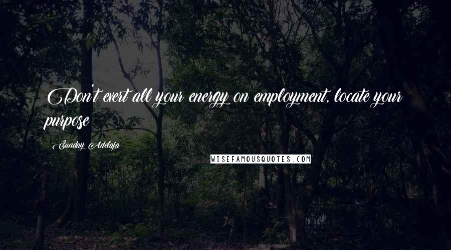 Sunday Adelaja Quotes: Don't exert all your energy on employment, locate your purpose