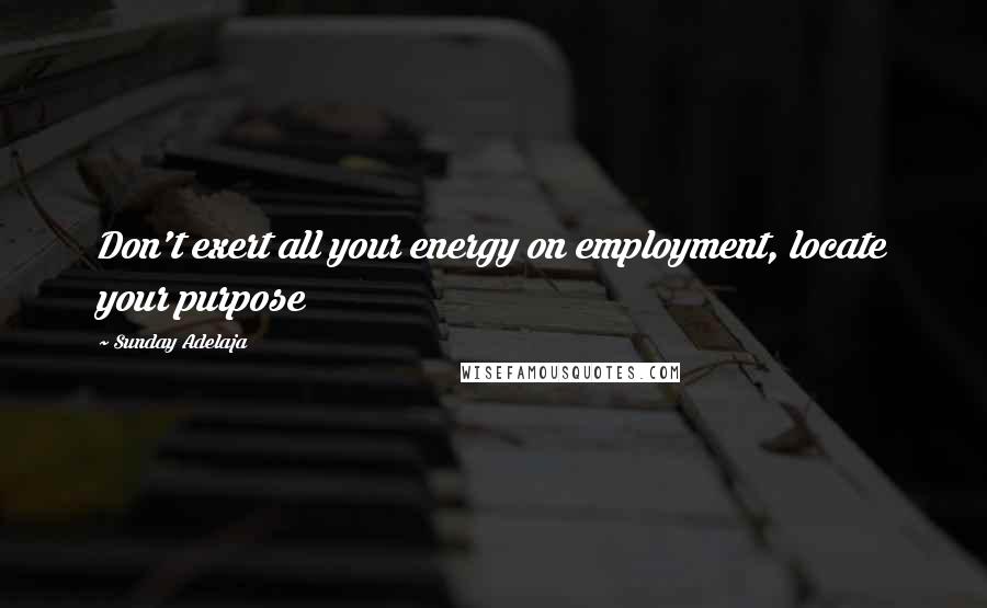 Sunday Adelaja Quotes: Don't exert all your energy on employment, locate your purpose