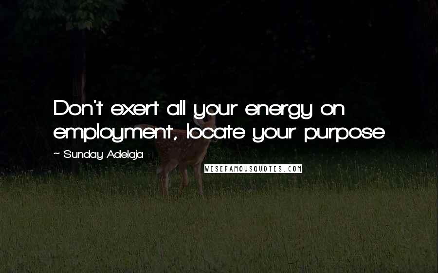 Sunday Adelaja Quotes: Don't exert all your energy on employment, locate your purpose