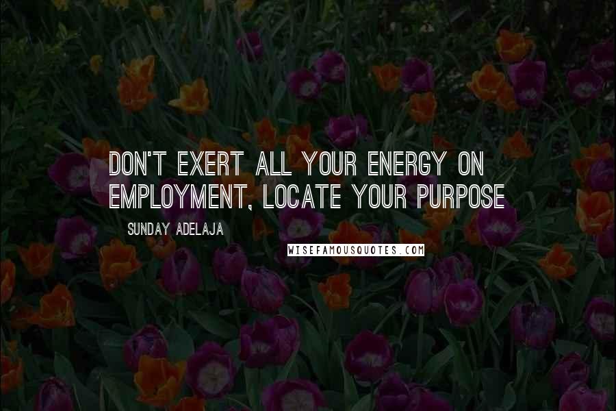 Sunday Adelaja Quotes: Don't exert all your energy on employment, locate your purpose