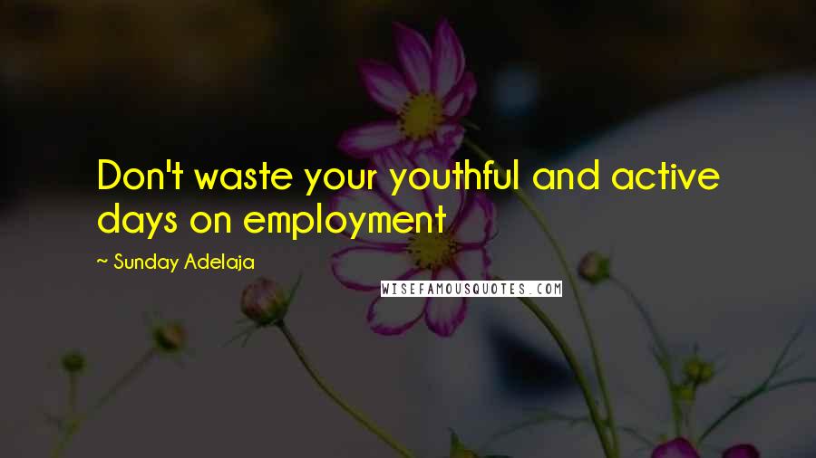 Sunday Adelaja Quotes: Don't waste your youthful and active days on employment