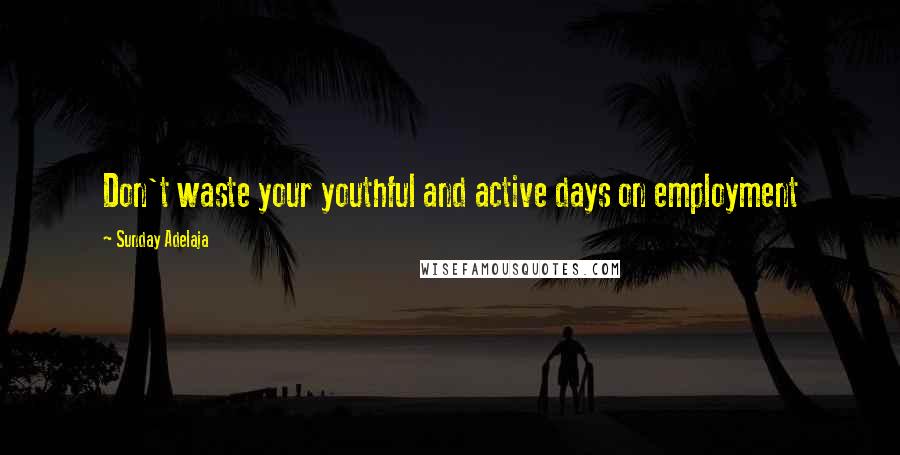 Sunday Adelaja Quotes: Don't waste your youthful and active days on employment