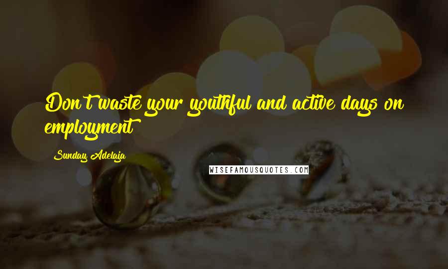 Sunday Adelaja Quotes: Don't waste your youthful and active days on employment