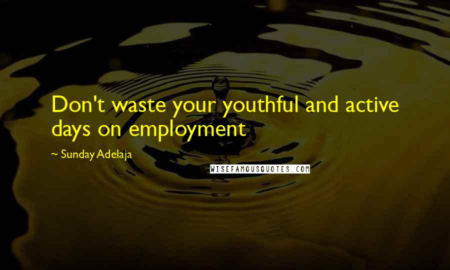 Sunday Adelaja Quotes: Don't waste your youthful and active days on employment