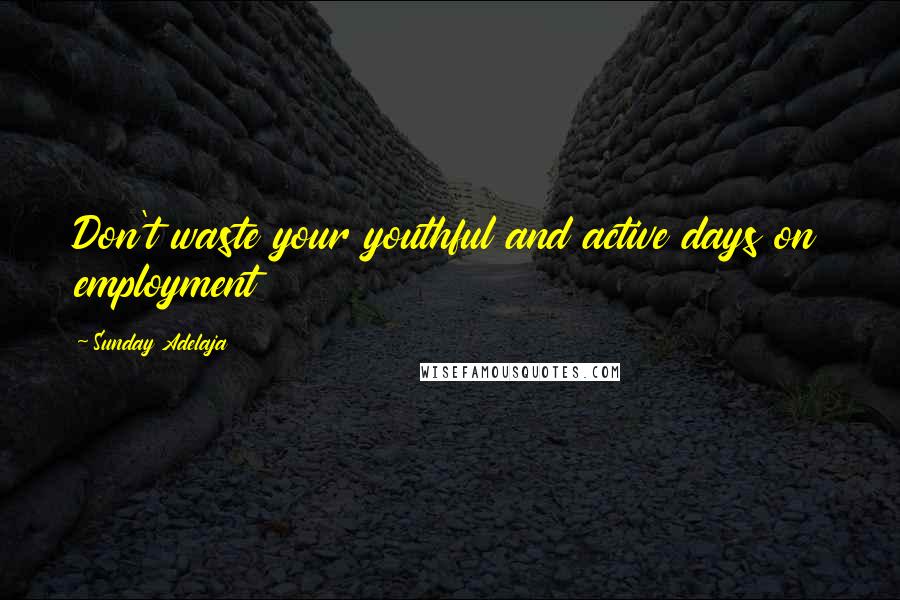 Sunday Adelaja Quotes: Don't waste your youthful and active days on employment