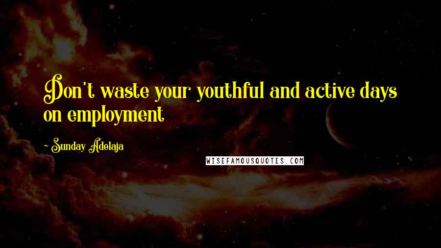 Sunday Adelaja Quotes: Don't waste your youthful and active days on employment