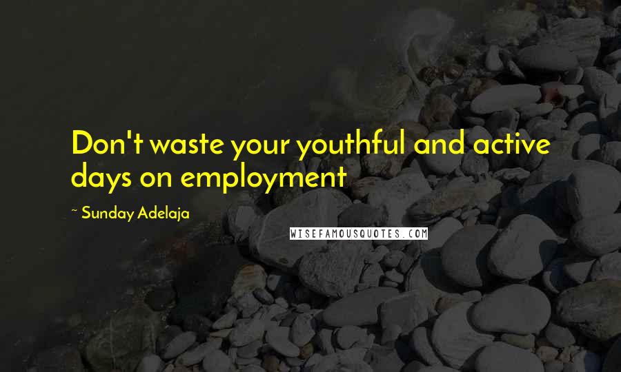 Sunday Adelaja Quotes: Don't waste your youthful and active days on employment