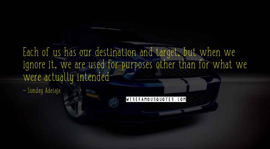Sunday Adelaja Quotes: Each of us has our destination and target, but when we ignore it, we are used for purposes other than for what we were actually intended