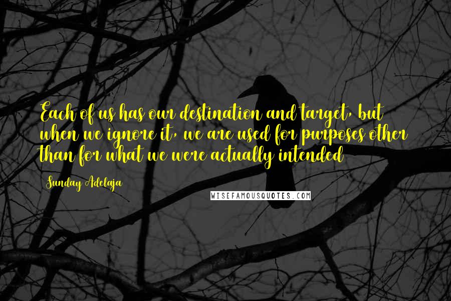 Sunday Adelaja Quotes: Each of us has our destination and target, but when we ignore it, we are used for purposes other than for what we were actually intended