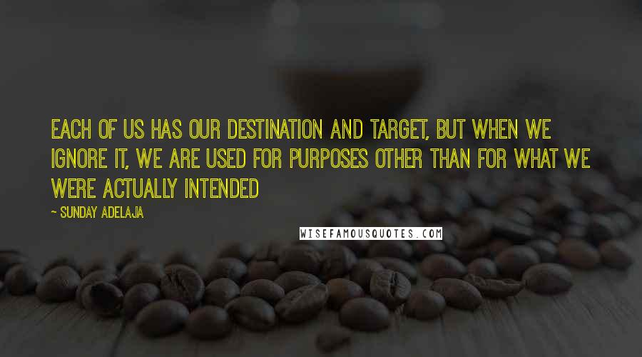 Sunday Adelaja Quotes: Each of us has our destination and target, but when we ignore it, we are used for purposes other than for what we were actually intended