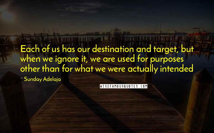 Sunday Adelaja Quotes: Each of us has our destination and target, but when we ignore it, we are used for purposes other than for what we were actually intended