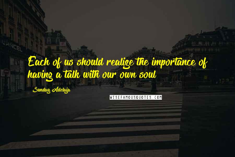 Sunday Adelaja Quotes: Each of us should realize the importance of having a talk with our own soul