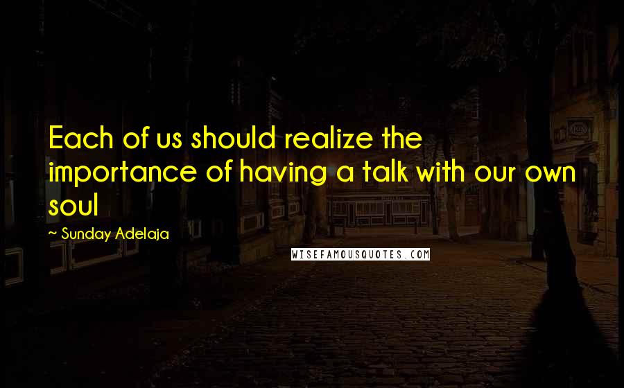 Sunday Adelaja Quotes: Each of us should realize the importance of having a talk with our own soul