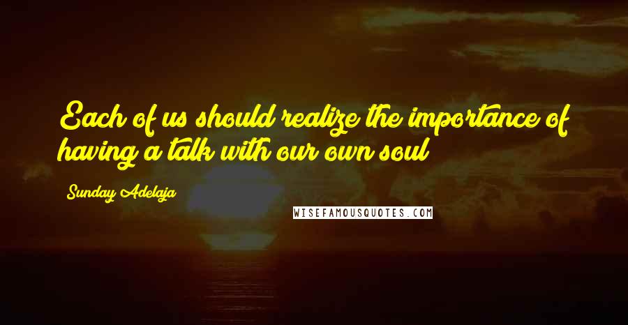 Sunday Adelaja Quotes: Each of us should realize the importance of having a talk with our own soul