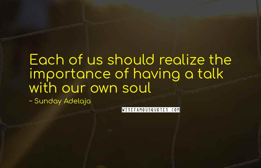 Sunday Adelaja Quotes: Each of us should realize the importance of having a talk with our own soul