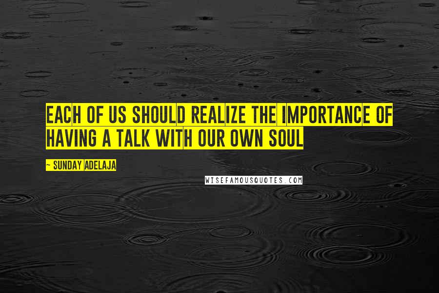 Sunday Adelaja Quotes: Each of us should realize the importance of having a talk with our own soul