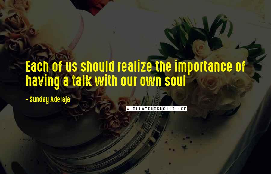 Sunday Adelaja Quotes: Each of us should realize the importance of having a talk with our own soul