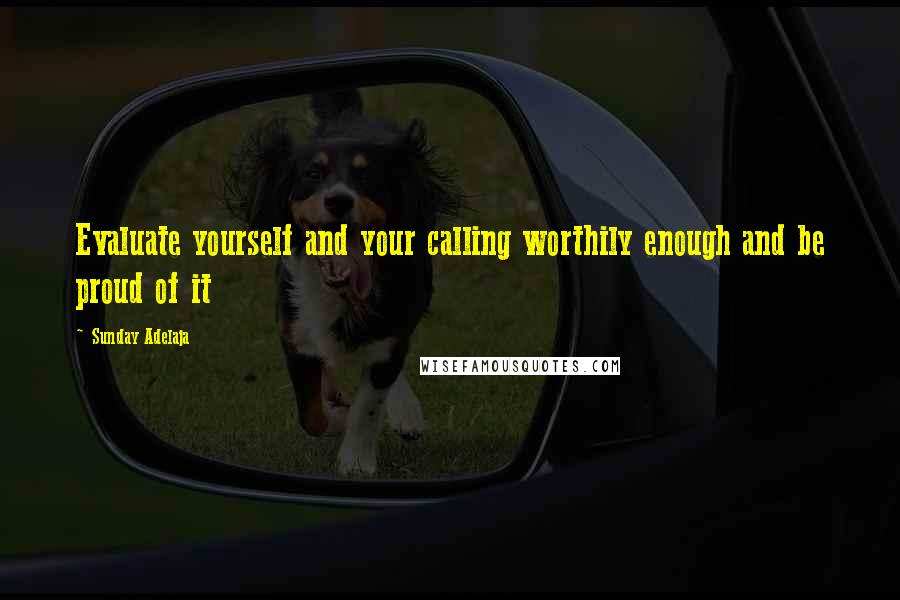 Sunday Adelaja Quotes: Evaluate yourself and your calling worthily enough and be proud of it