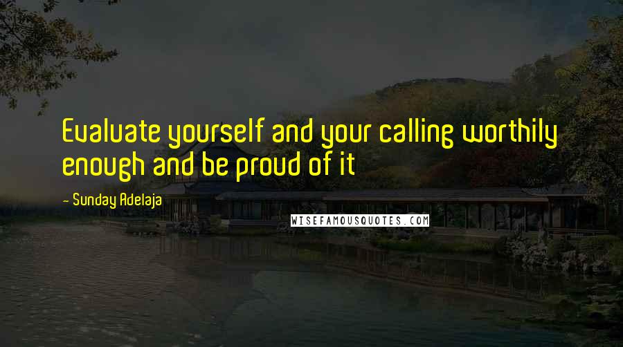 Sunday Adelaja Quotes: Evaluate yourself and your calling worthily enough and be proud of it