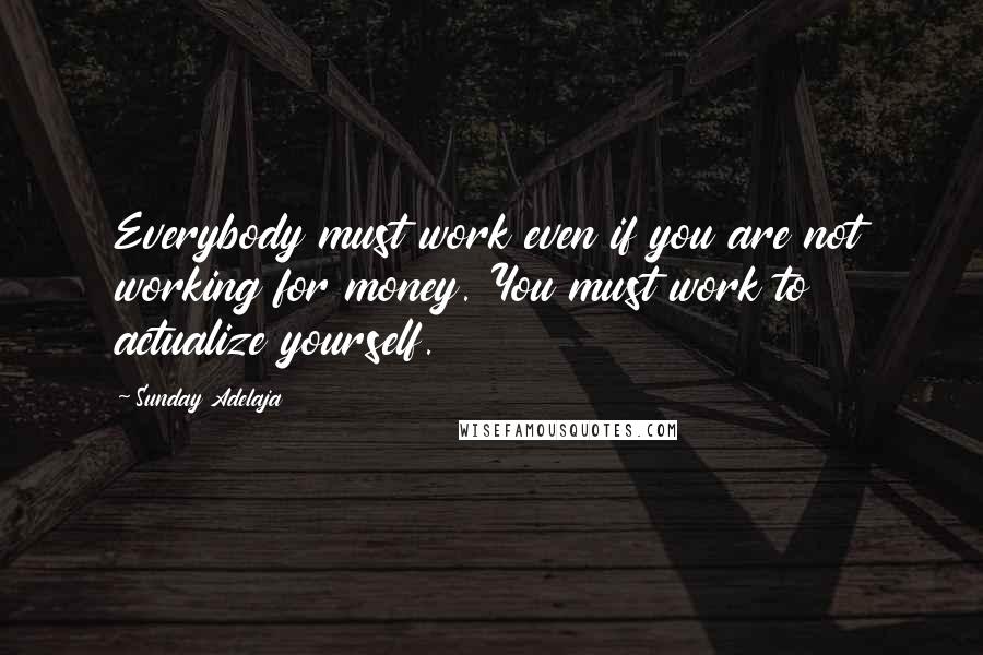 Sunday Adelaja Quotes: Everybody must work even if you are not working for money. You must work to actualize yourself.