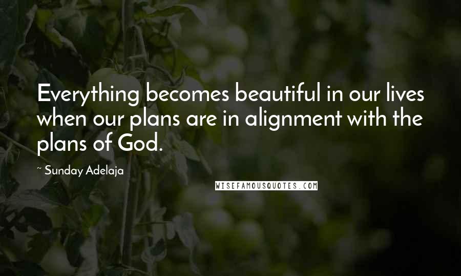 Sunday Adelaja Quotes: Everything becomes beautiful in our lives when our plans are in alignment with the plans of God.