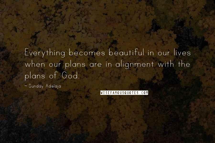 Sunday Adelaja Quotes: Everything becomes beautiful in our lives when our plans are in alignment with the plans of God.