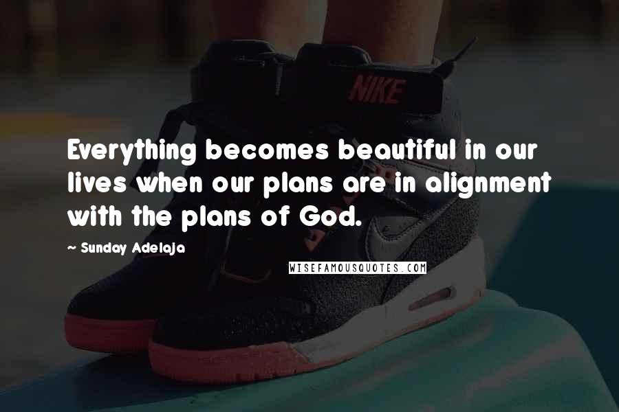 Sunday Adelaja Quotes: Everything becomes beautiful in our lives when our plans are in alignment with the plans of God.