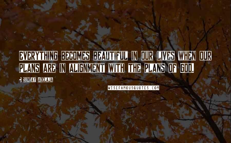 Sunday Adelaja Quotes: Everything becomes beautiful in our lives when our plans are in alignment with the plans of God.