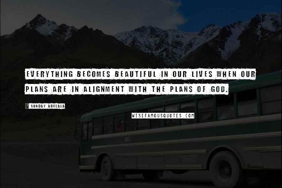 Sunday Adelaja Quotes: Everything becomes beautiful in our lives when our plans are in alignment with the plans of God.