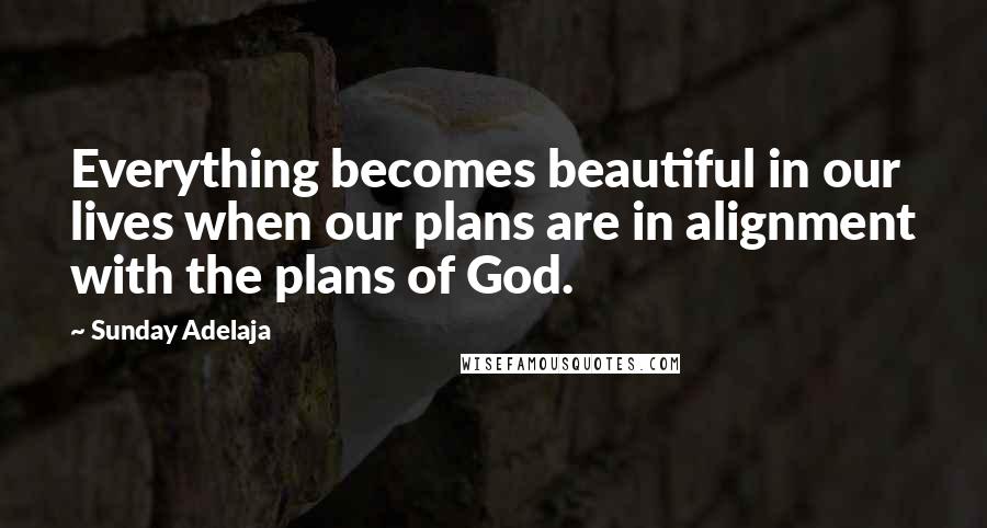 Sunday Adelaja Quotes: Everything becomes beautiful in our lives when our plans are in alignment with the plans of God.