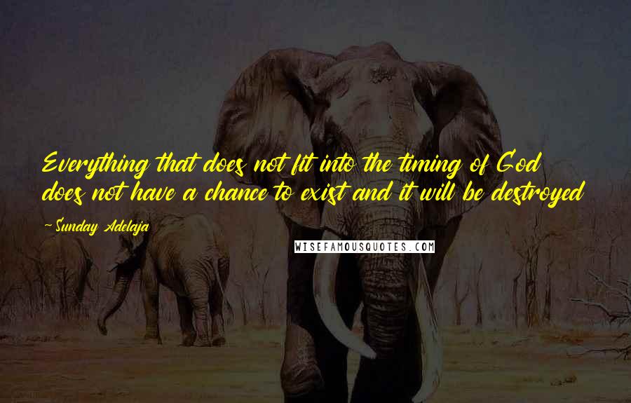 Sunday Adelaja Quotes: Everything that does not fit into the timing of God does not have a chance to exist and it will be destroyed