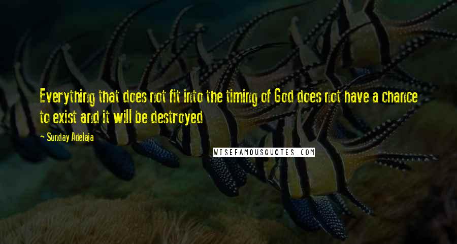Sunday Adelaja Quotes: Everything that does not fit into the timing of God does not have a chance to exist and it will be destroyed