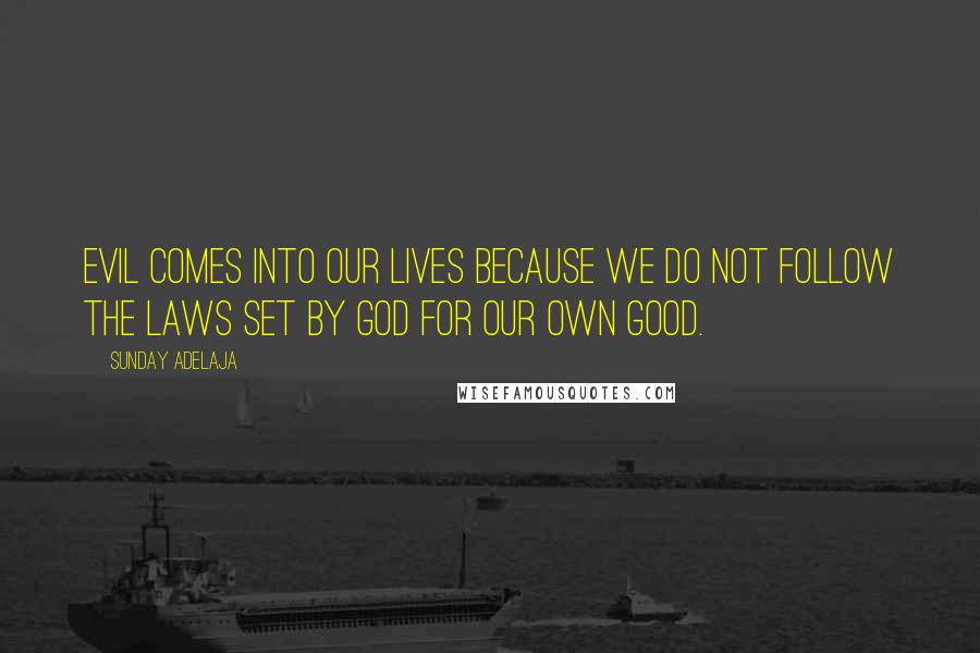 Sunday Adelaja Quotes: Evil comes into our lives because we do not follow the laws set by God for our own good.