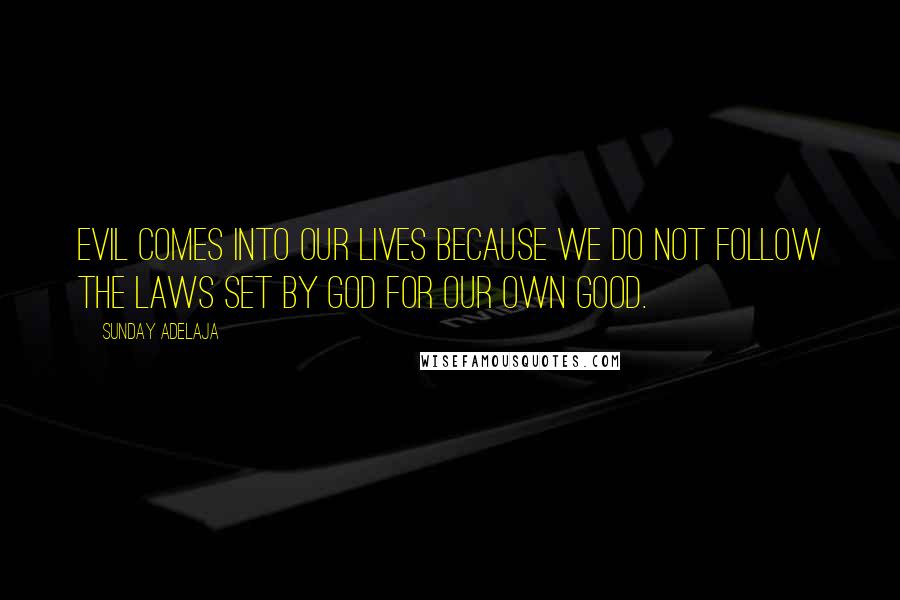 Sunday Adelaja Quotes: Evil comes into our lives because we do not follow the laws set by God for our own good.