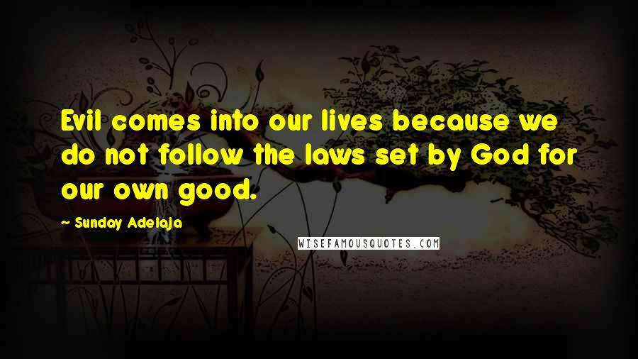 Sunday Adelaja Quotes: Evil comes into our lives because we do not follow the laws set by God for our own good.