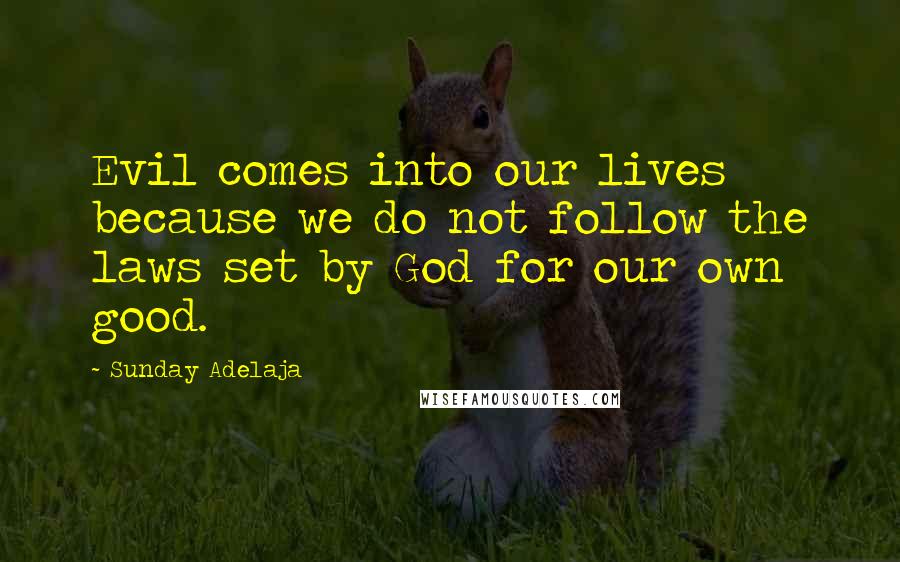 Sunday Adelaja Quotes: Evil comes into our lives because we do not follow the laws set by God for our own good.