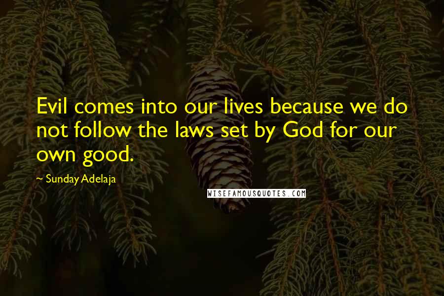 Sunday Adelaja Quotes: Evil comes into our lives because we do not follow the laws set by God for our own good.