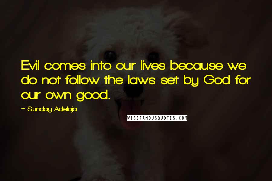 Sunday Adelaja Quotes: Evil comes into our lives because we do not follow the laws set by God for our own good.