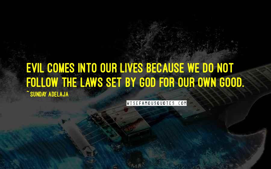 Sunday Adelaja Quotes: Evil comes into our lives because we do not follow the laws set by God for our own good.