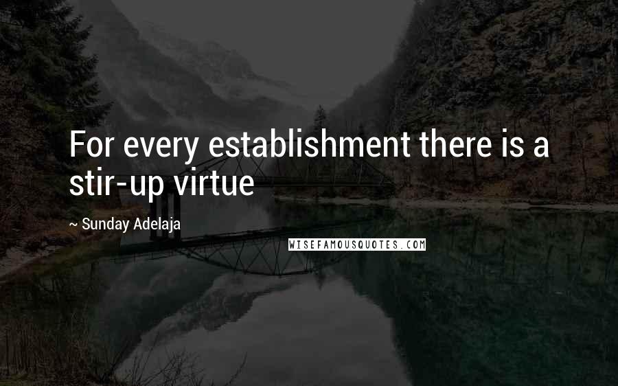 Sunday Adelaja Quotes: For every establishment there is a stir-up virtue