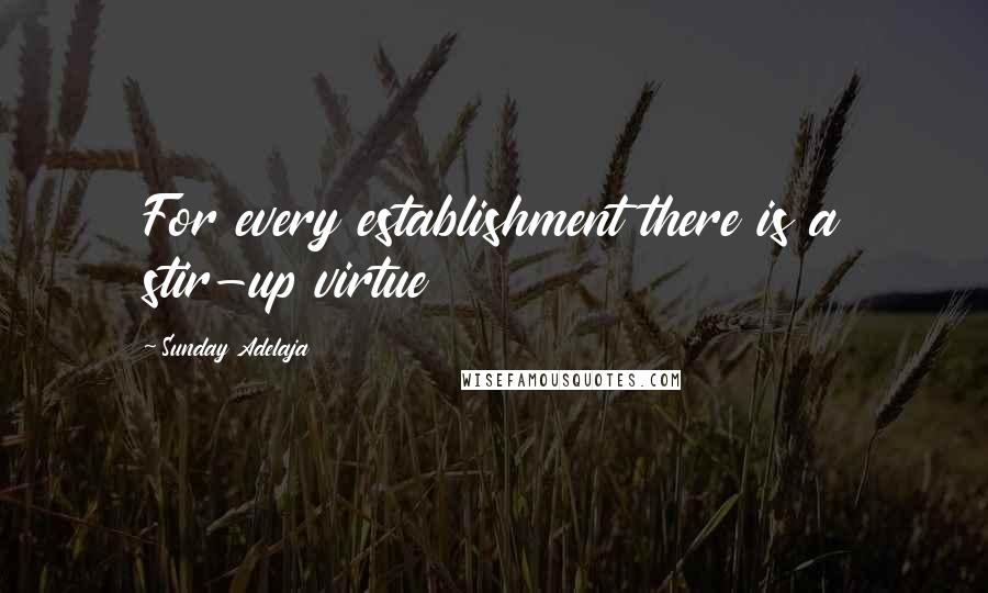 Sunday Adelaja Quotes: For every establishment there is a stir-up virtue