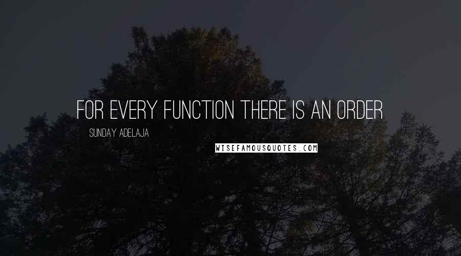 Sunday Adelaja Quotes: For every function there is an order