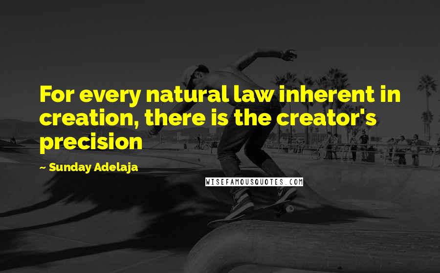 Sunday Adelaja Quotes: For every natural law inherent in creation, there is the creator's precision