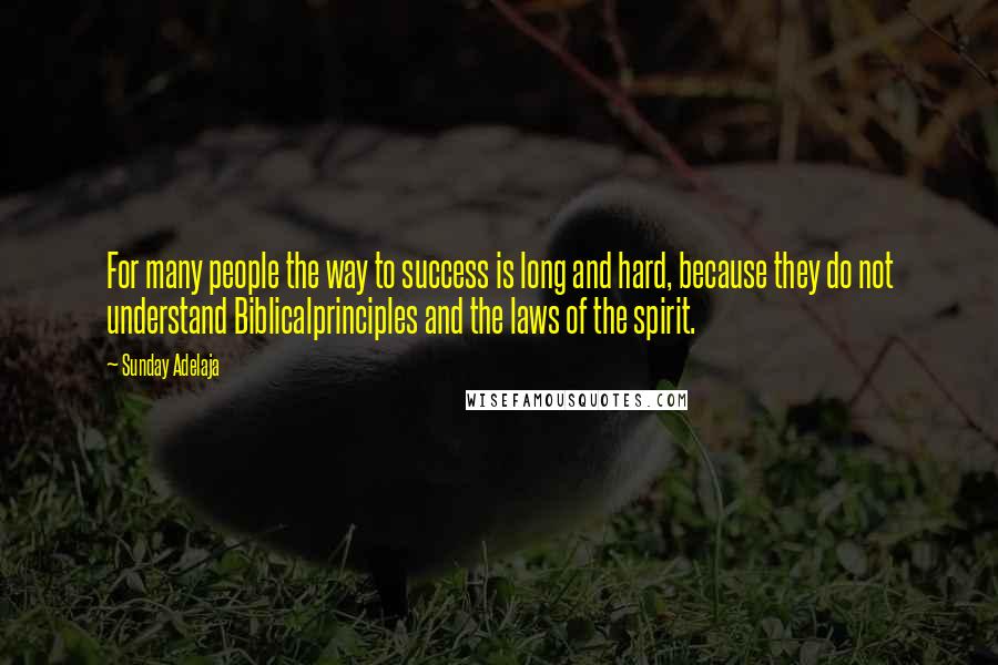 Sunday Adelaja Quotes: For many people the way to success is long and hard, because they do not understand Biblicalprinciples and the laws of the spirit.