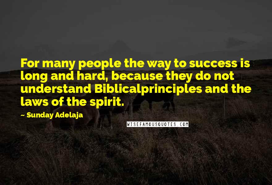 Sunday Adelaja Quotes: For many people the way to success is long and hard, because they do not understand Biblicalprinciples and the laws of the spirit.