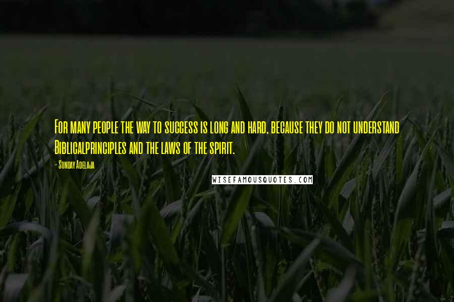 Sunday Adelaja Quotes: For many people the way to success is long and hard, because they do not understand Biblicalprinciples and the laws of the spirit.