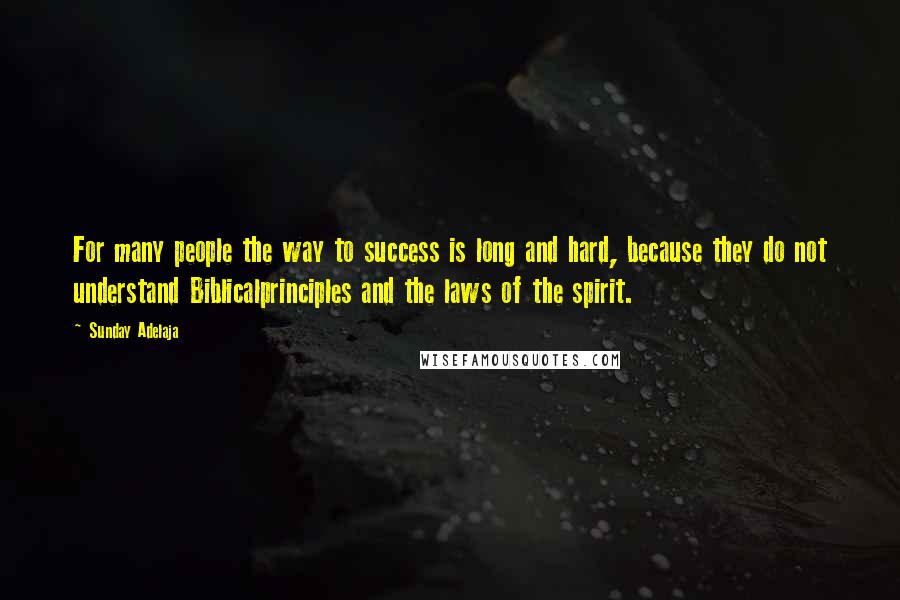 Sunday Adelaja Quotes: For many people the way to success is long and hard, because they do not understand Biblicalprinciples and the laws of the spirit.